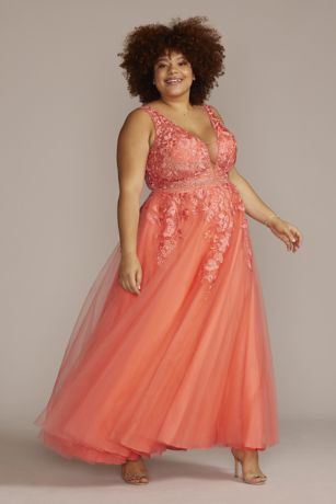 Plus Illusion Tulle Ball Gown with ...
